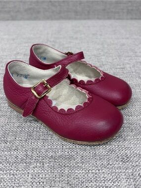 Zimmermann Burgundy Scalloped Mary Jane Baby Shoes